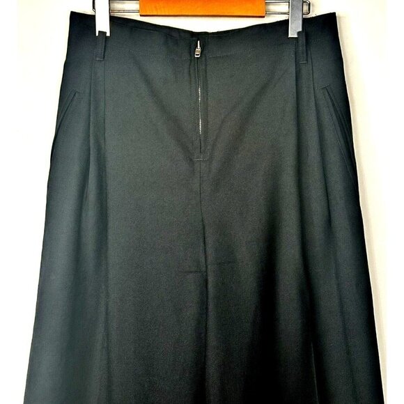 VTG X-L Hombre Wide Leg Wool Dress Pants Women L Black Pleated Zip Up Pockets - Picture 3 of 13